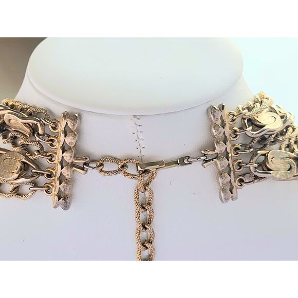1960s Vintage Coro Signed 5-strand Necklace Gold Tone MCM Excellent Condition - Picture 5 of 9